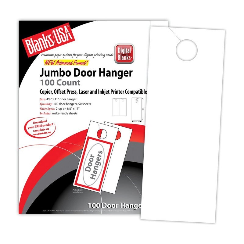 Blanks/USA Blanks USA - Digital Door Hanger - 4.25" x 11", 100 Door Hangers, White - Image 2